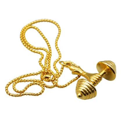 گردنبند استیل طرح دمبل مدل 7200