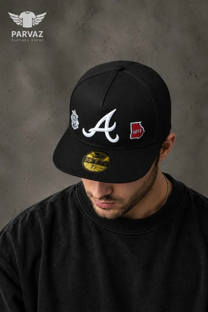 کلاه کپ بک فیت مستر کوالیتی وارداتی FIFTY 59 مدل Atlanta Braves _ تمام مشکی