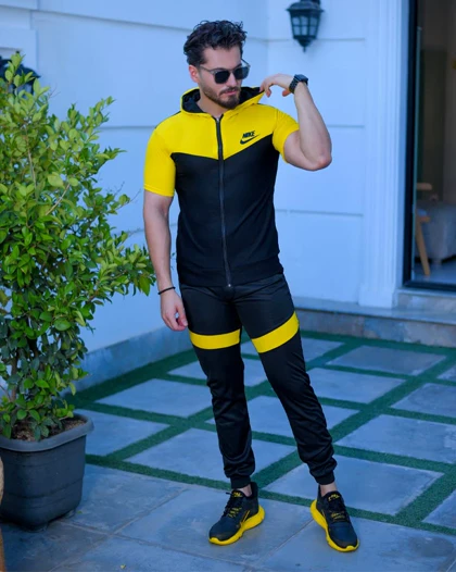 ست تیشرت شلوار زیپ‌دار مدل Elmaz (زرد)