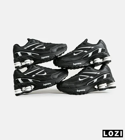 کفش کتانی مردانه مشکی سفید نایک NIKE x SUPREME shox ride 2