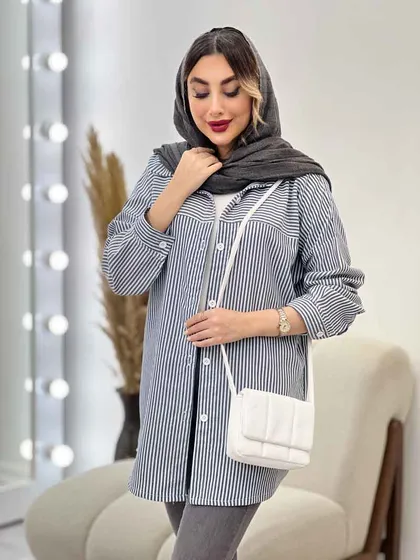 شومیز راه راه برش‌دار