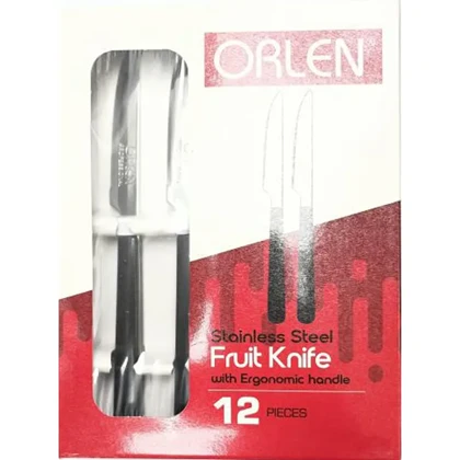 چاقو میوه‌خوری تیغه یک‌تکه اورلن (ORLEN) بسته 12 عددی