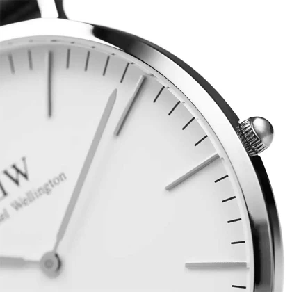 ساعت دنیل ولینگتون مردانه نقره ای بند چرم قهوه ای DW-4100-G