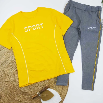 ست تیشرت شلوار زنانه سایز بزرگ SPORT