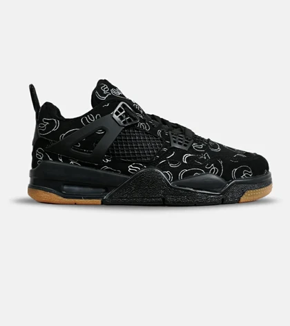 کفش کتانی ساق‌دار مردانه و زنانه مشکی Jordan 4 x Kaws مدل 6886