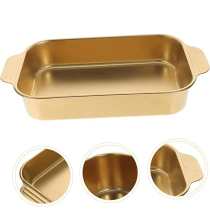 تابه سرو دسته دار استیل مستطیل طلایی