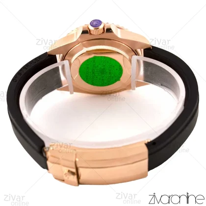 ساعت رولکس یاخ مستر مردانه رزگلد مشکی بند رابر 102580