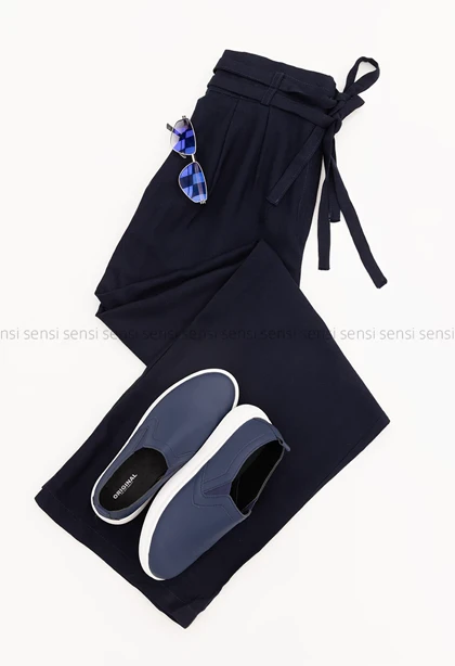 شلوار دوکمر لینن دوپیله کد1004437