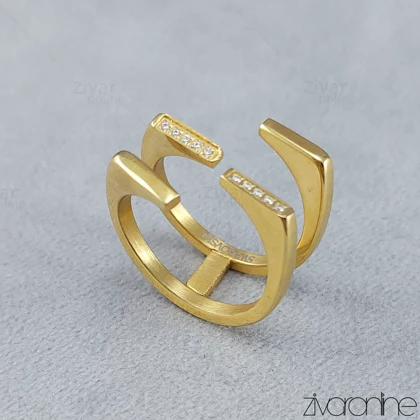 انگشتر زنانه طرح طلا دولاین نگینی 30168