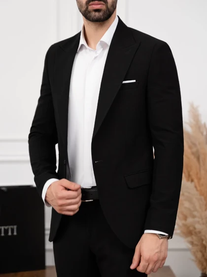 کت تک مشکی تک دکمه 3جیب فاستونی c244