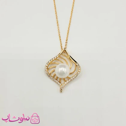 گردنبند زنانه ژوپینگ مدل نگین‌دار با مروارید سفید