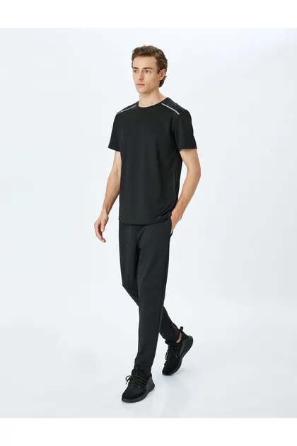شلوار ورزشی Jogger با جزئیات دوخت و دور کمر توری 5SAM40012NK