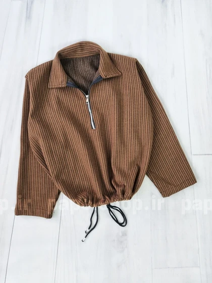 بلوز نیم زیپ پایین گتردار