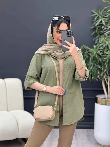 مانتو لینن رنگی بغل پنج دکمه
