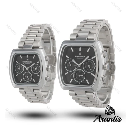 ساعت ست رومانسون چند موتوره دایمند سیلور صفحه مشکی s-10071