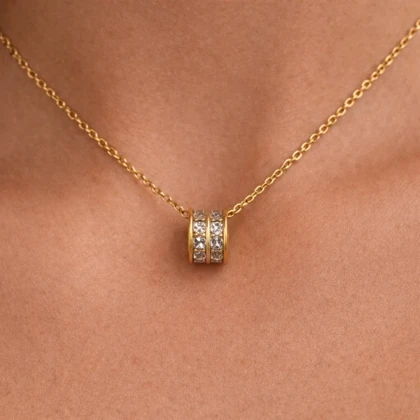 گردنبند زنانه ژوپینگ طرح حلقه نگین‌دار