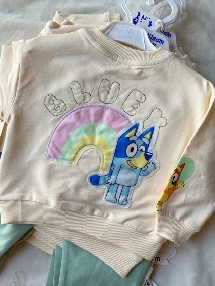ست بلوز شلوار دخترانه بلویی نیلسام 917