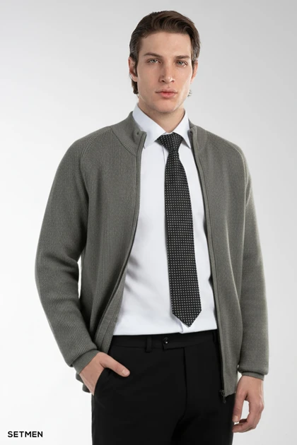 بافت مردانه آستین رگلان تمام زیپ