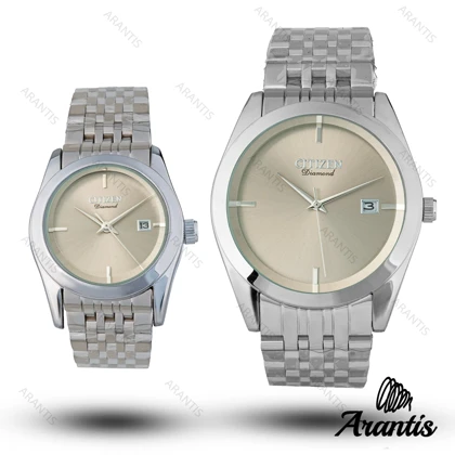 ساعت ست سیتیزن diamond سیلور صفحه بژ s-10217
