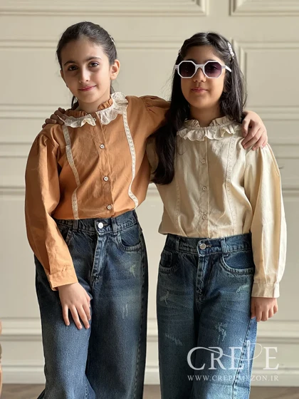 شومیز یقه نوار گیپور