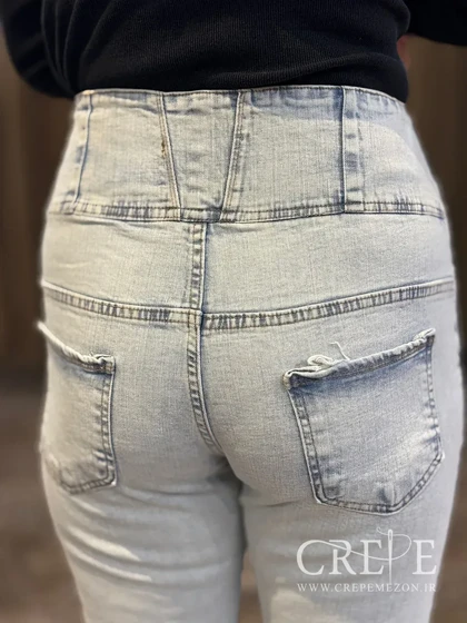 جین جذب کمرگنی آبی یخی قد 92