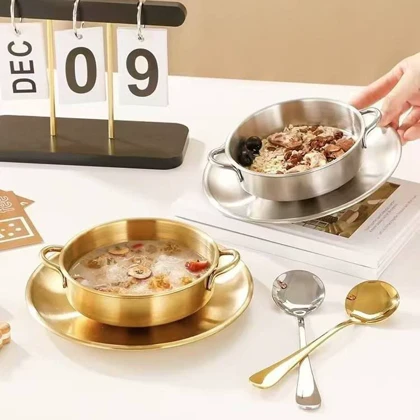 ست سوپ خوری طلایی و استیل