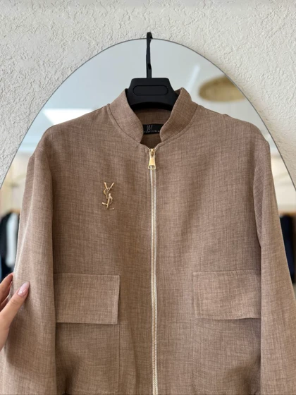 بامبر جکت لینن mocha 434