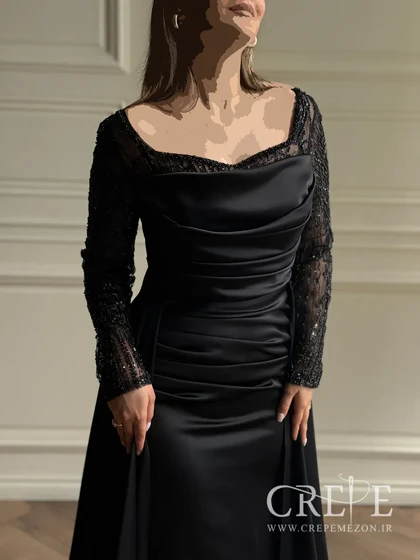 ماکسی یقه دلبری آستین دار یکتا