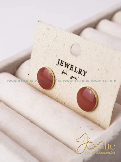 گوشواره زنانه میناکاری مدل دکمه کد E1156