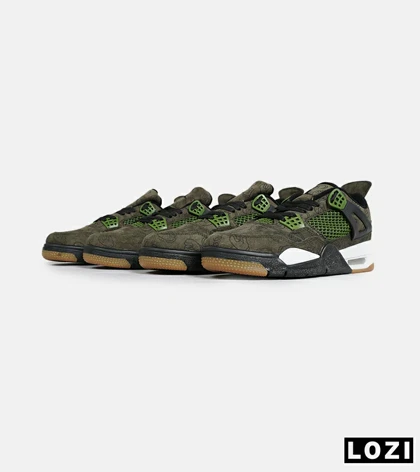 کفش کتانی ساق‌دار مردانه و زنانه سبز Jordan 4 x Kaws مدل 6887