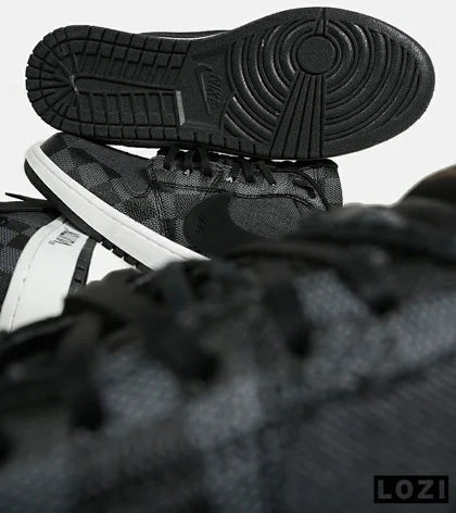 کفش کتانی مردانه و زنانه طوسی مشکی NIKE jordan 1 x LOUIS VUITTON