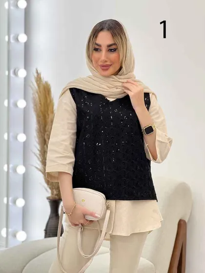 وست طرح دار لینن نچرال