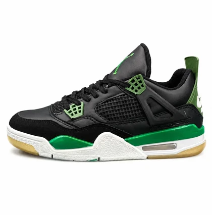 کفش کتانی مردانه و بزرگ پا مدل جردن4 مشکی سبز Jordan 4