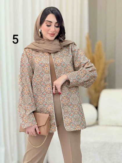 مانتو طرح دار مغزی دوزی 6730