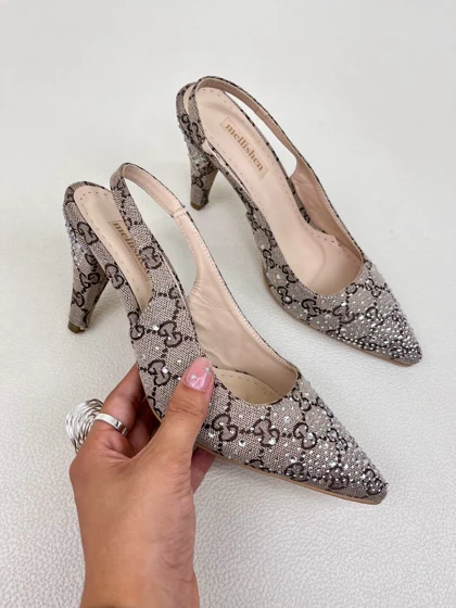 کفش پاشنه‌دار زنانه گوچی نگین‌دار GUCCI کد 1272
