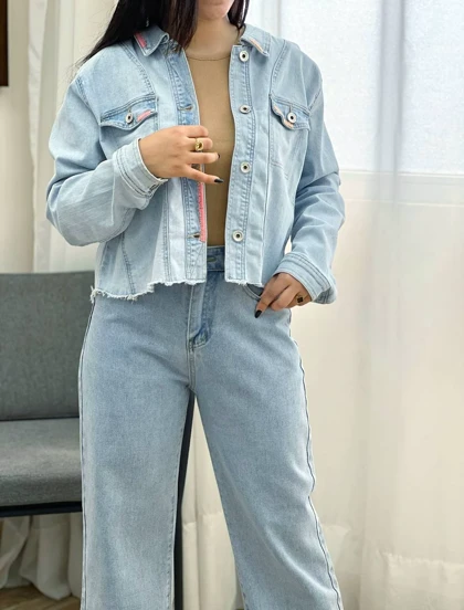 کت جین دوخت رنگی کد 3395