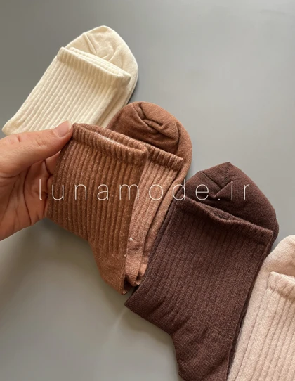 جوراب نیم ساق زنانه ساده تم کرم