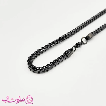 زنجیر مردانه میرو (فرانکو) مشکی استیل 60 سانت 4 میل کد 350