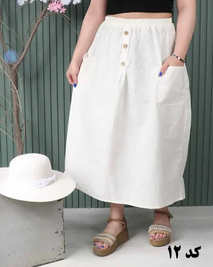 دامن لینن دوجیب A7058