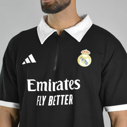 پولوشرت نیم زیپ اسپرت رئال مادرید مدل CMP-Adidas -3E827 مشکی