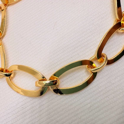 دستبند برند شین مدل «بیضی آینه‌ای» | با آبکاری طلای 24 عیار