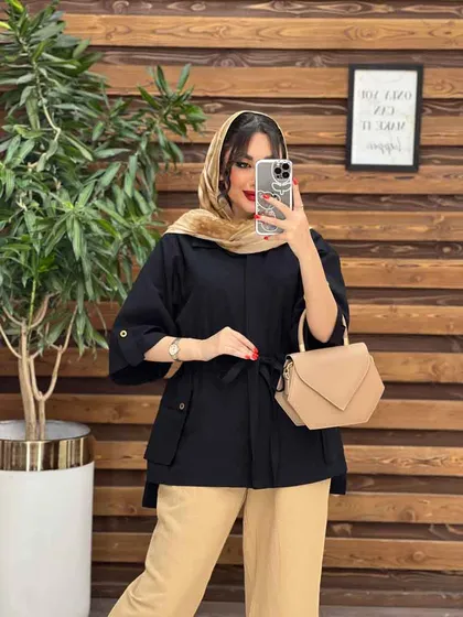 مانتو دکمه مخفی بغل جیب