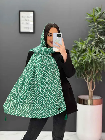 شال طرح دار حریر نخ