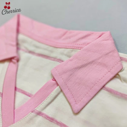 کراپ باکسی راه راه یقه دار