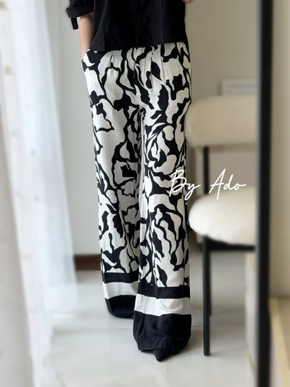 شلوار لینن حاشیه طرحدار 0433