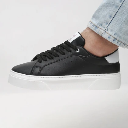 کفش و کتانی روزمره و راحتی مردانه مدل برشکا BERESHKA رنگ مشکی سفید کد 41240