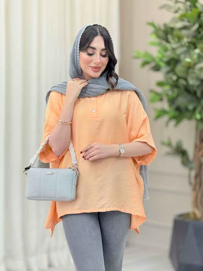 مانتو پانچ یقه دو دکمه