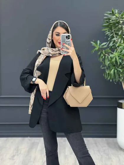 مانتو حصیری آستین برش‌دار