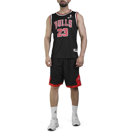 ست رکابی و شلوارک بسکتبالی مردانه شیکاگو بولز مدل Dri Fit-9996 مشکی