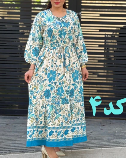 پیراهن فلور حاشیه‌دار بندی 6136